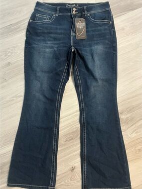 Copper flash  Indigo Flare Jeans with Contrast‎ Stitching
